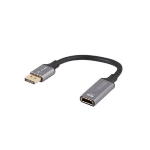 Adapter Displayport(M)-HDMI(F) 8K na kablu 20CM srebrny Lanberg