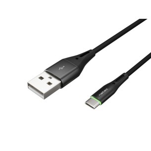 Kabel USB-C-USB-A 2.0 1M oplot czarny LED Natec Prati