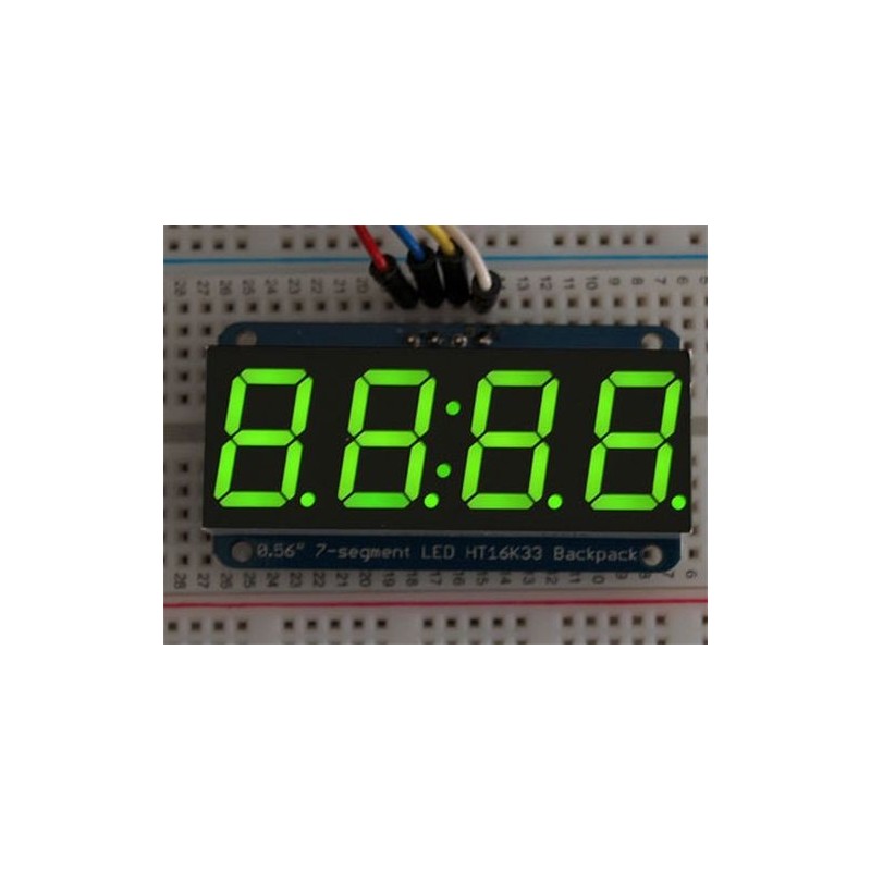 Wyświetlacz LED 7 segmentów, 4 cyfry, I2C, zielony Wyświetlacz LED 7 segmentów, 4 cyfry, I2C, zielony