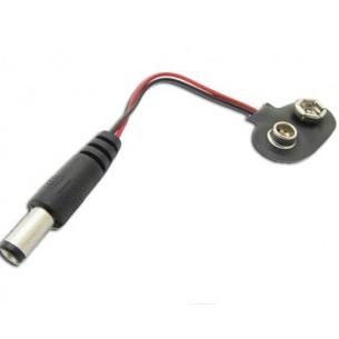 Power cable for 6F22 (9V) battery with DC 5.5 x 2.1 mm plug