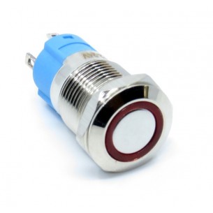Waterproof Momentary Button - wodoodporny, okrągły przycisk chwilowy z podświetleniem LED, 12mm (czerwony)