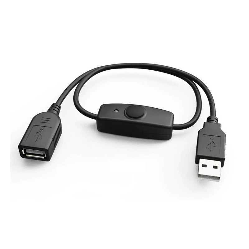 USB 2.0 extension cable with a switch, 0.5m, black
