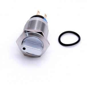 Wodoodporny przełącznik obrotowy, bistabilny, z podświetleniem LED, 19mm, 2 pozycje (biały)